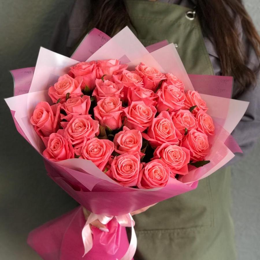 Розовые розы 50 см 25 шт. (Россия) код: 48840